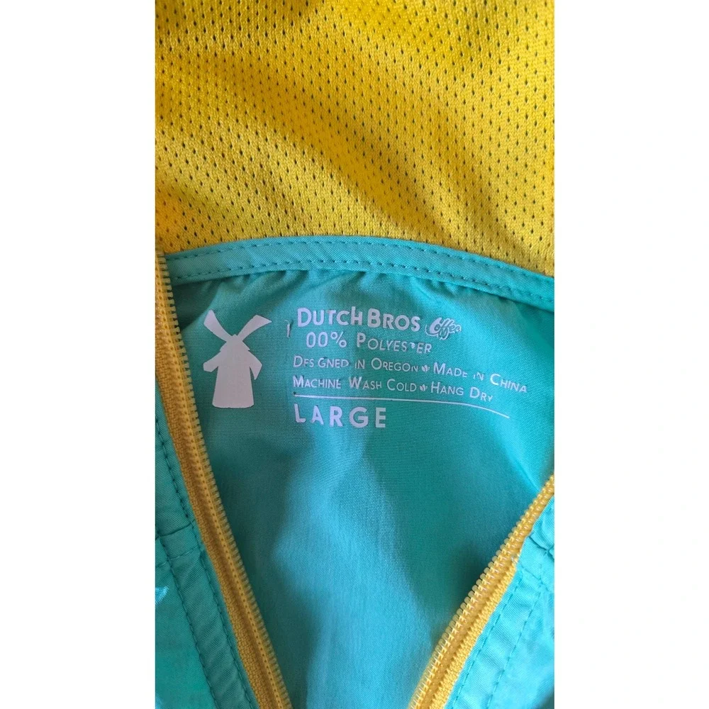 Dutch Bros Coffee Windbreaker‎ Jacket Large Aqua Teal Employee Exclusive